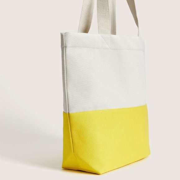 Color Block Canvas Beach Bag NWT - Picture 2 of 3